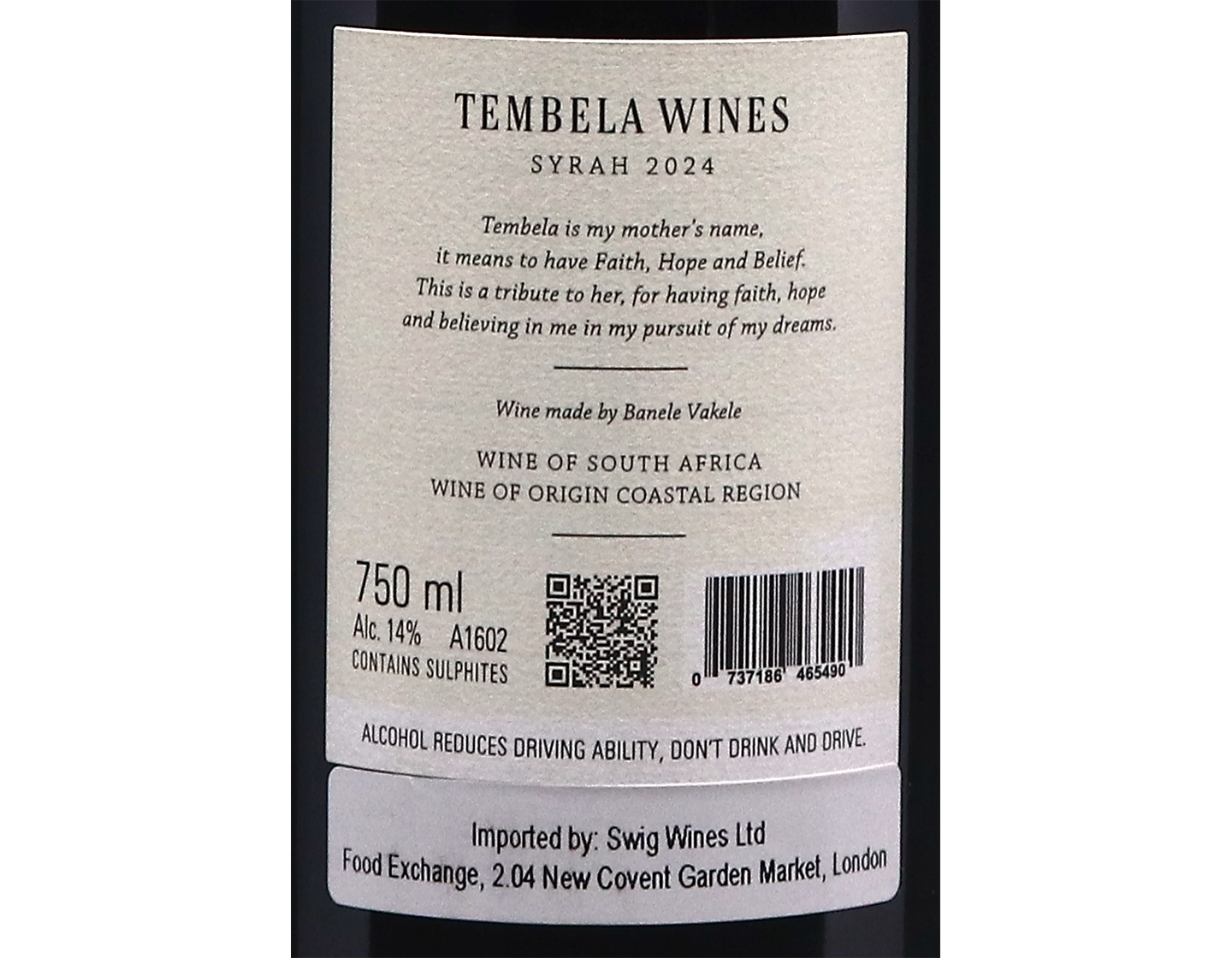 Tembela Syrah 2024 Coastal Region