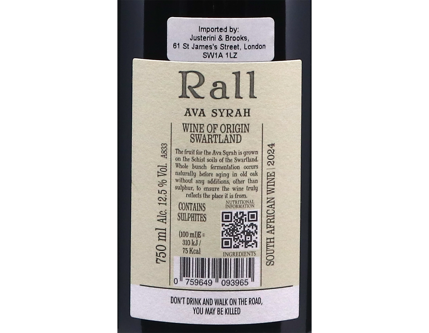 Rall Ava Syrah, Swartland 2024