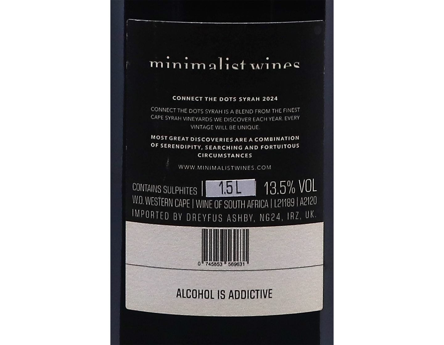 Magnum of Minimalist Connect the Dots Syrah Western Cape 2024