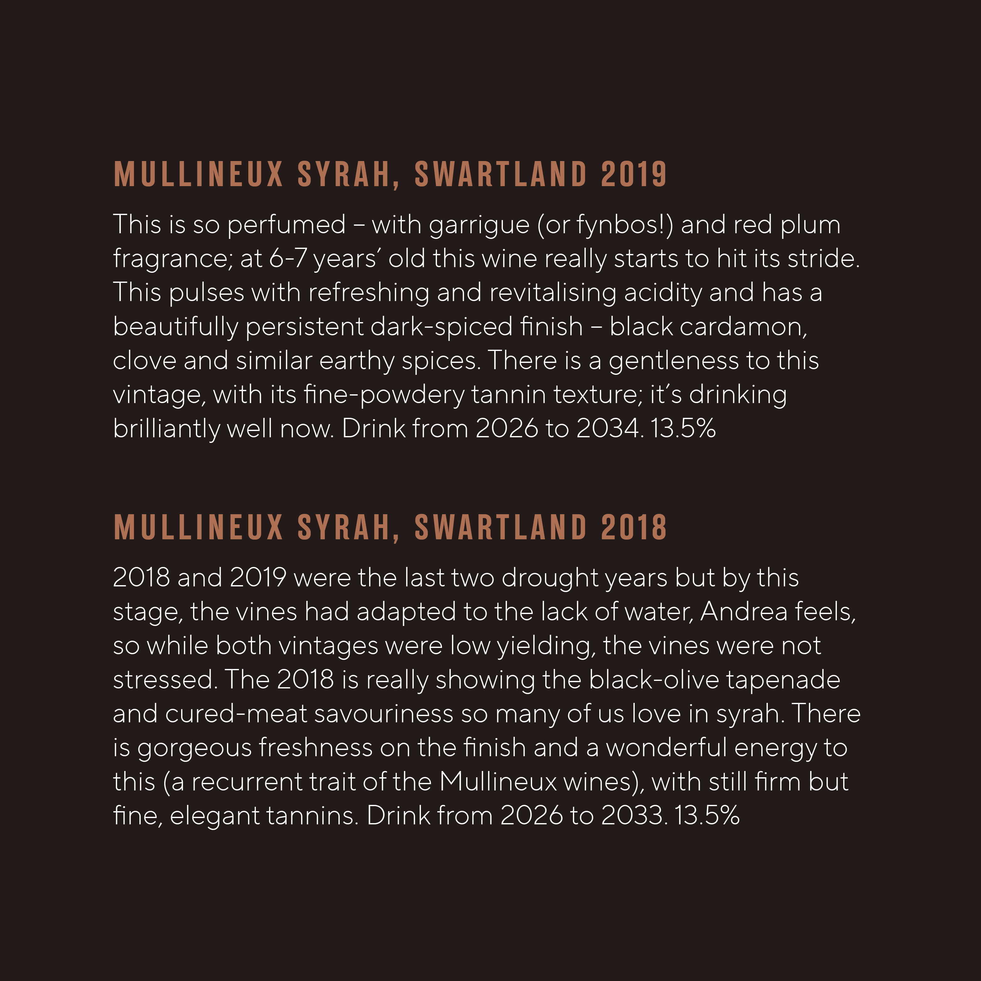 Mullineux Syrah Six-Bottle Vertical Mixed Case