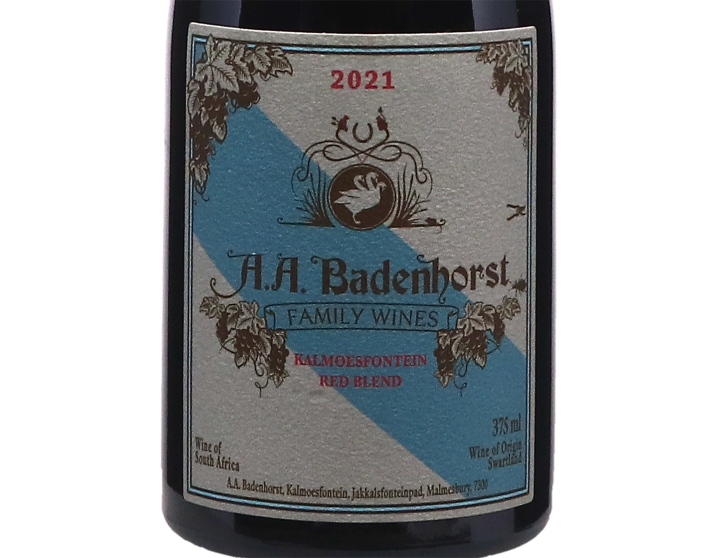 Half bottle of A A Badenhorst Kalmoesfontein Red Blend Swartland 2021