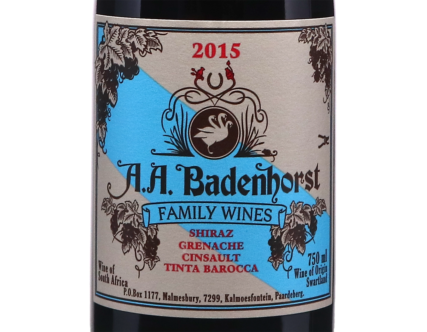 A A Badenhorst Kalmoesfontein Red Blend Swartland 2015 MX ONLY