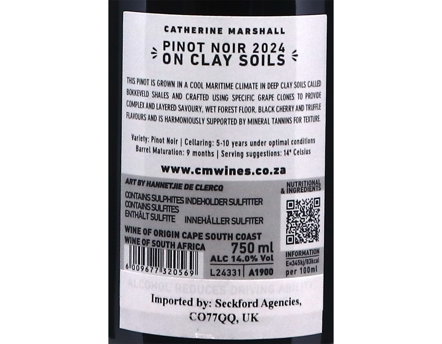 Catherine Marshall Pinot Noir on Clay Soils Cape South Coast 2024