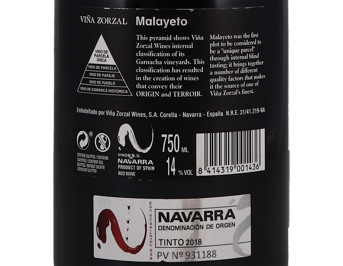 Vina Zorzal Malayeto Garnacha Navarra 2018
