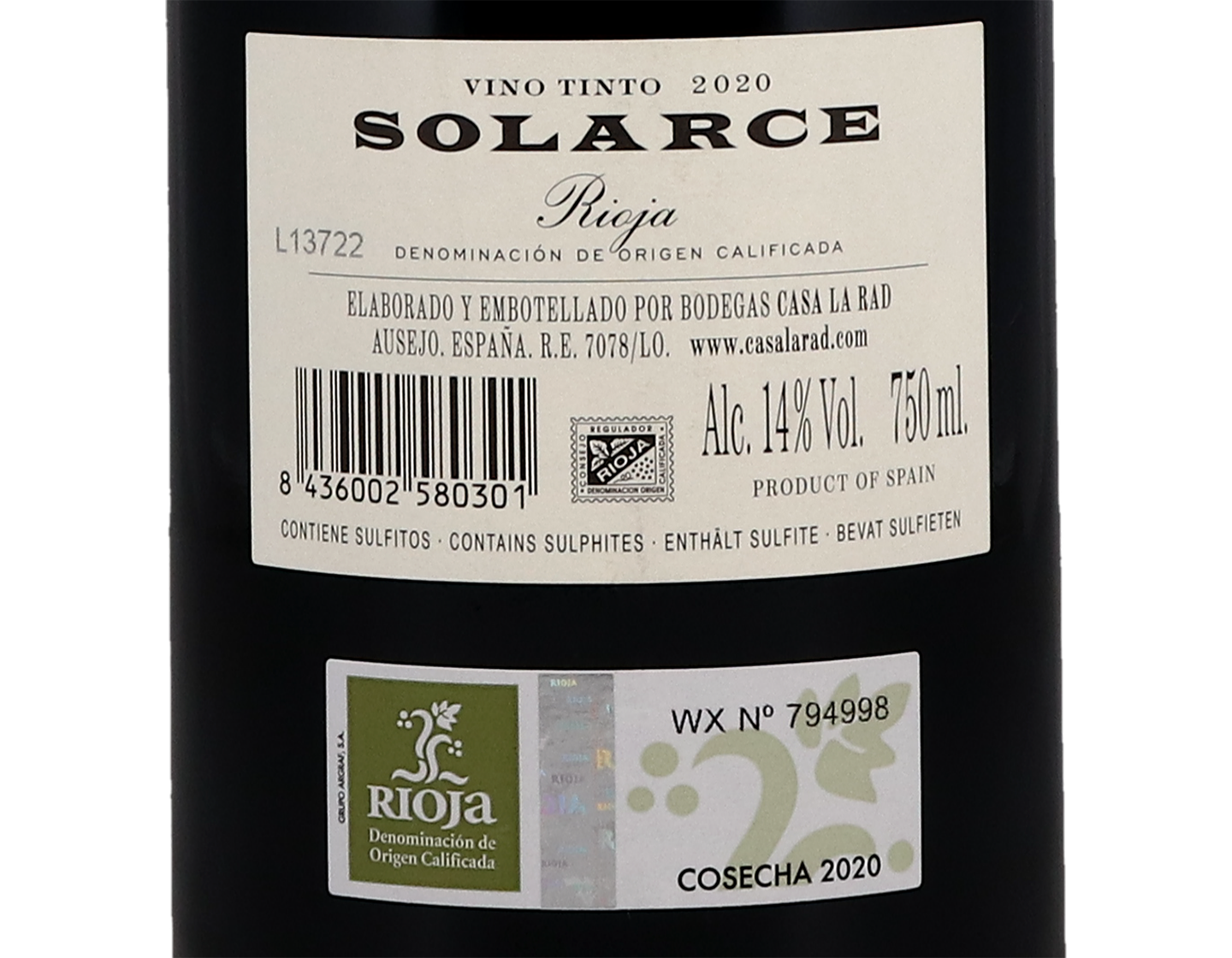 Casa La Rad Solarce Rioja 2020