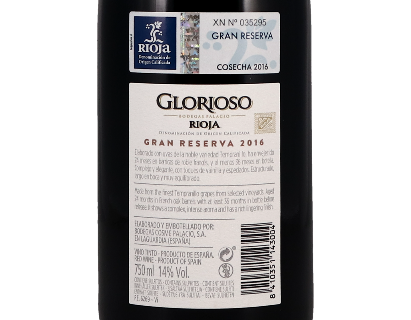 Glorioso Gran Reserva Rioja 2016