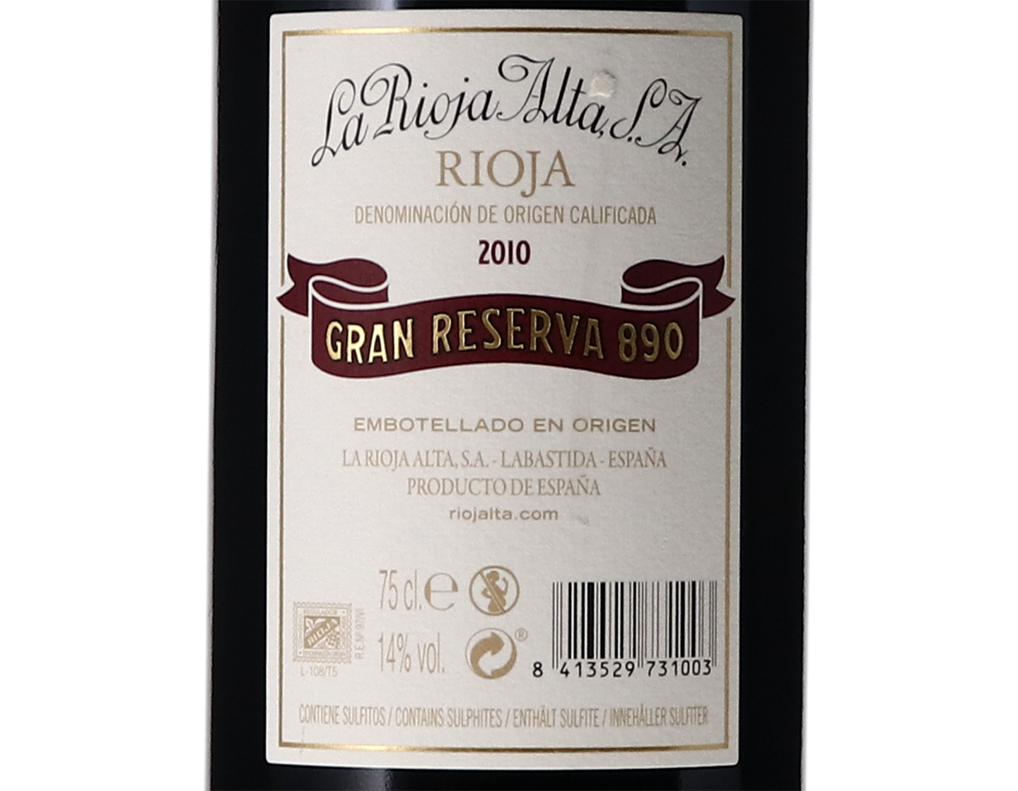 La Rioja Alta 890 Gran Reserva 2010