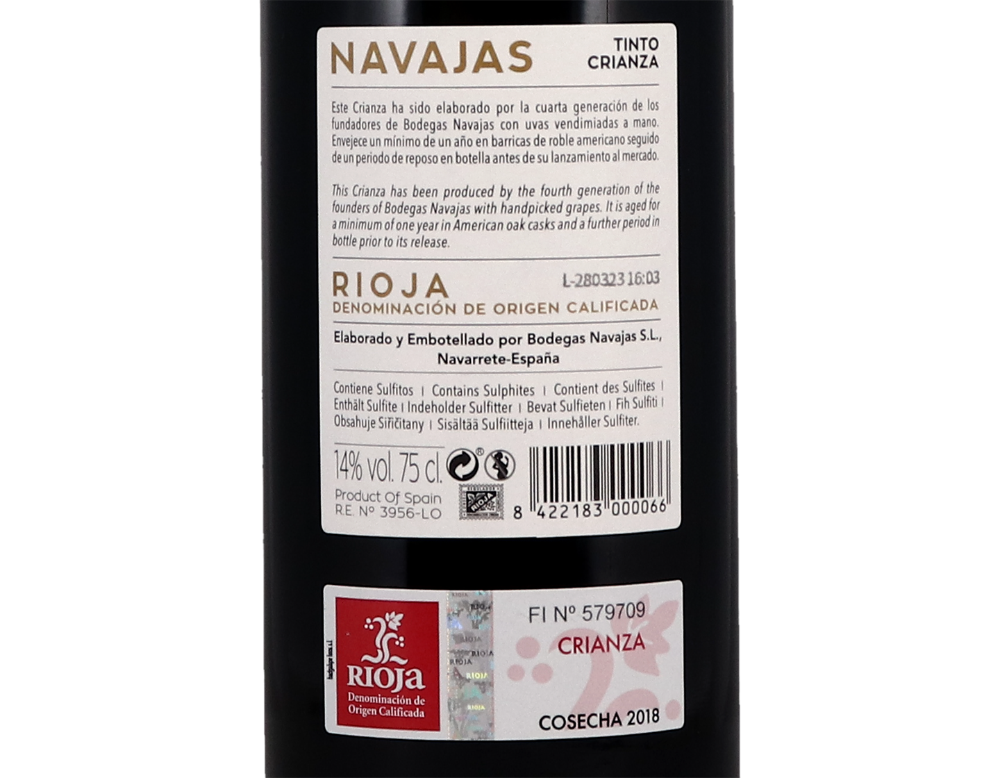 Navajas Crianza Rioja 2018