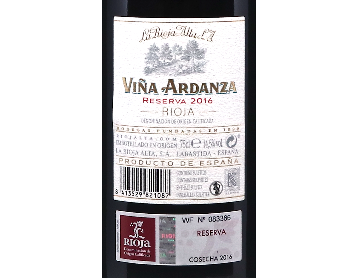 La Rioja Alta Viña Ardanza Reserva, Rioja 2016