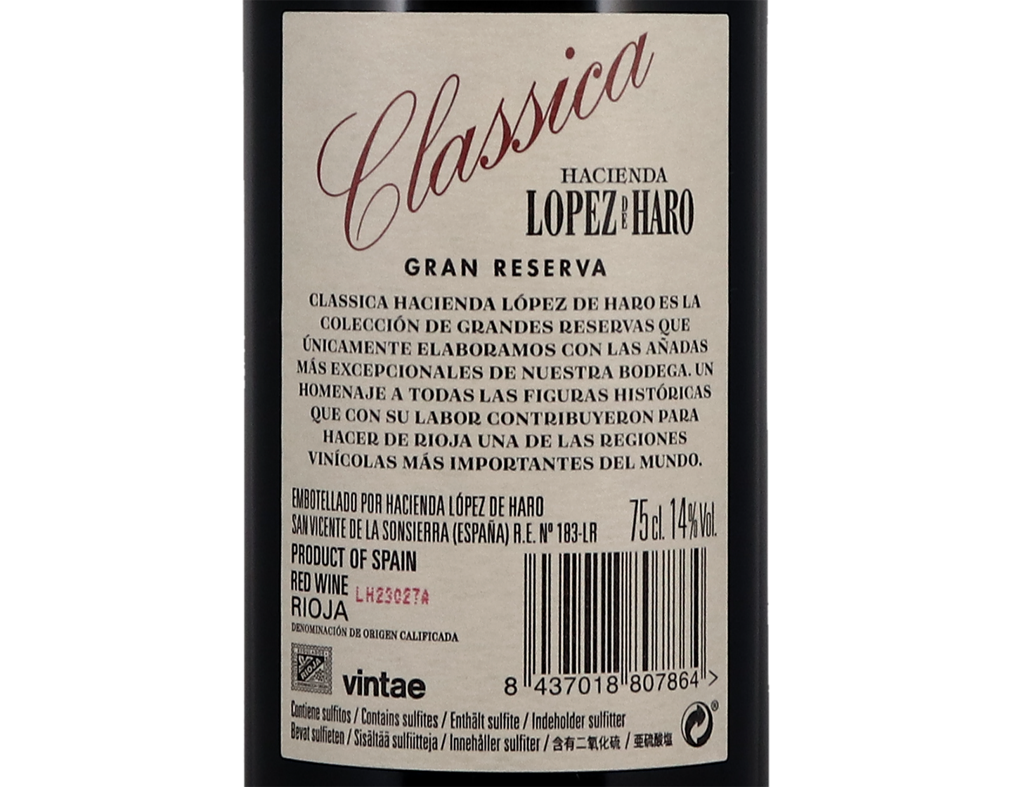 Lopez de Haro Classica Gran Reserva Rioja 2005