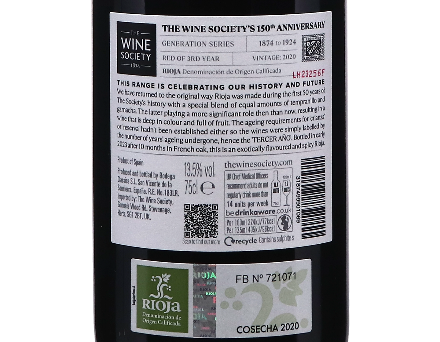 The Wine Society's 150th Anniversary Generations Rioja 2020