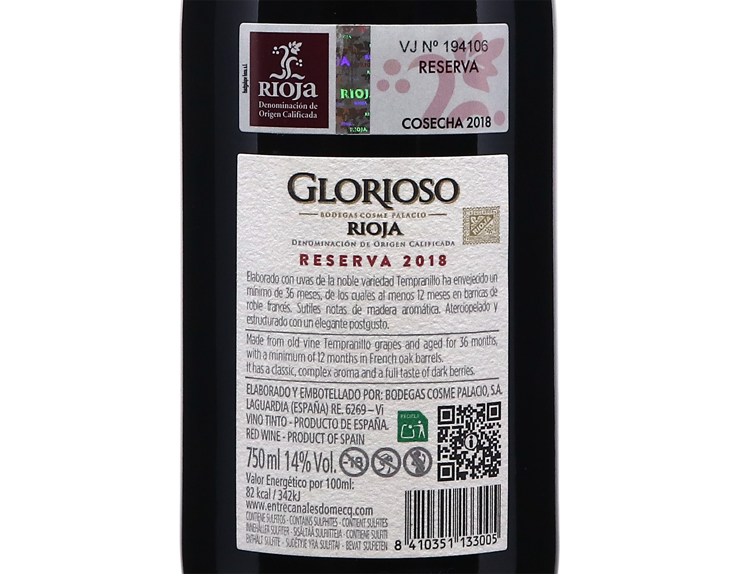 Glorioso Reserva Rioja 2018