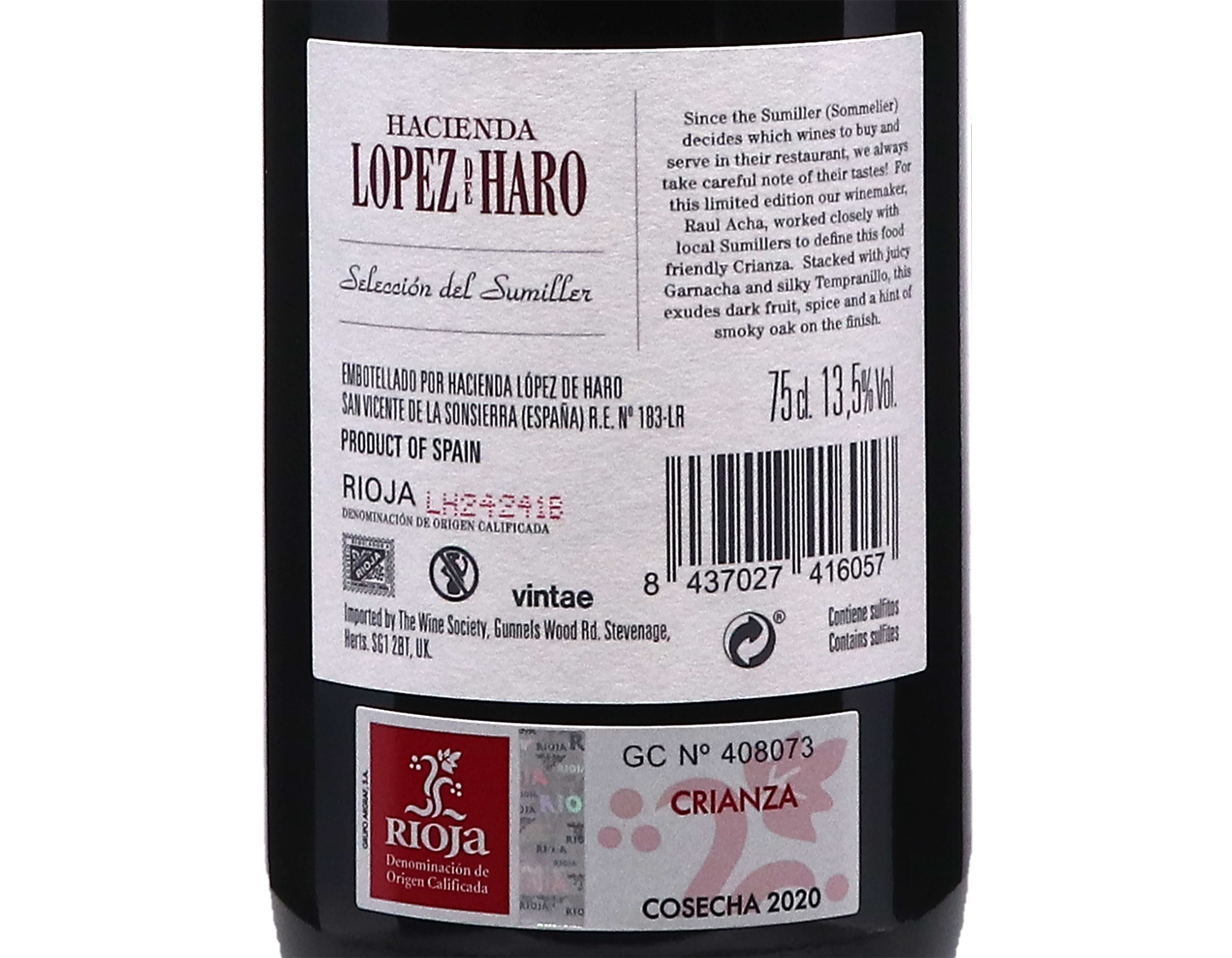 Lopez de Haro Seleccion del Sumiller Crianza 2020