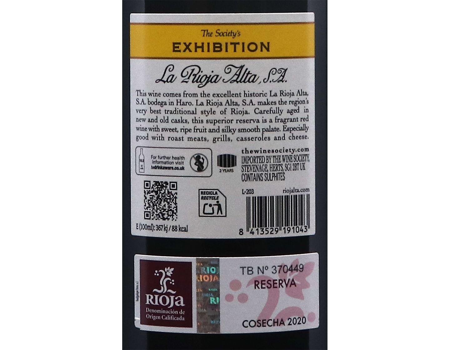 The Society's Exhibition Rioja Reserva 2020