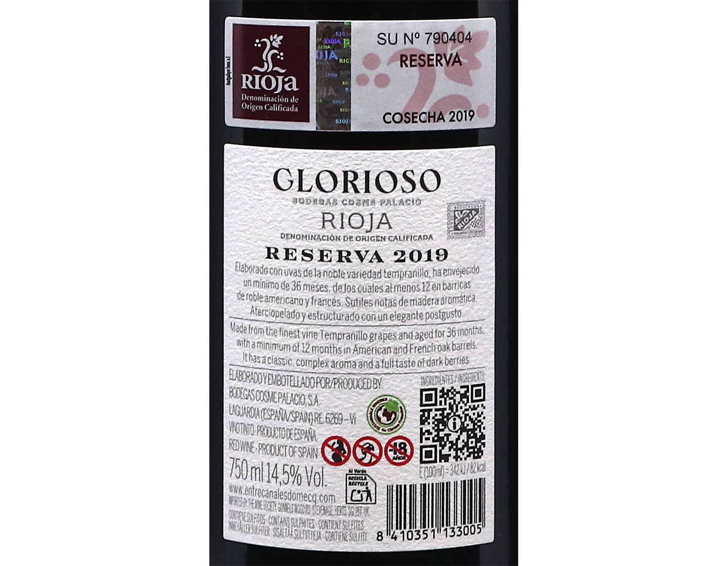 Glorioso Reserva, Rioja 2019V2