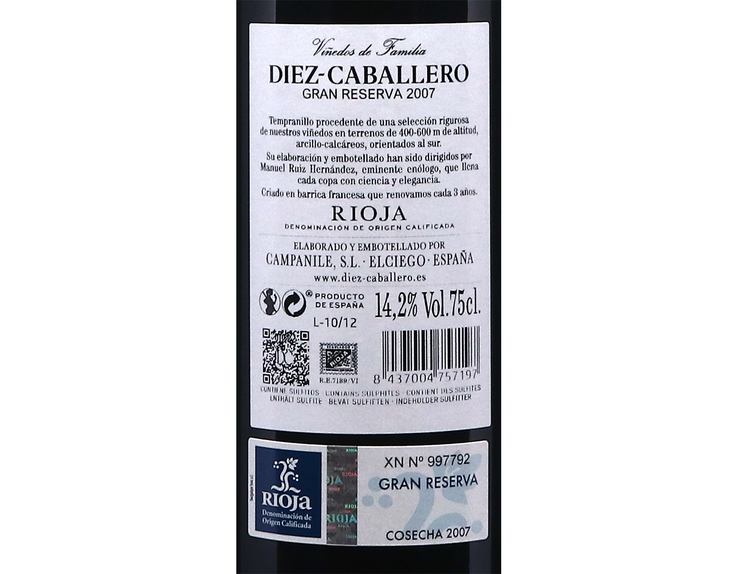 Diez Caballero Gran Reserva Rioja 2007