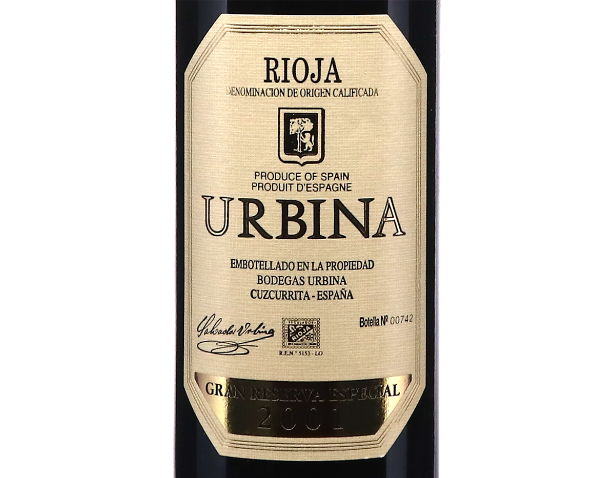 Rioja Riserva Label Urbina Gran Reserva Especial Blue Label Special Edition, Rioja 2001