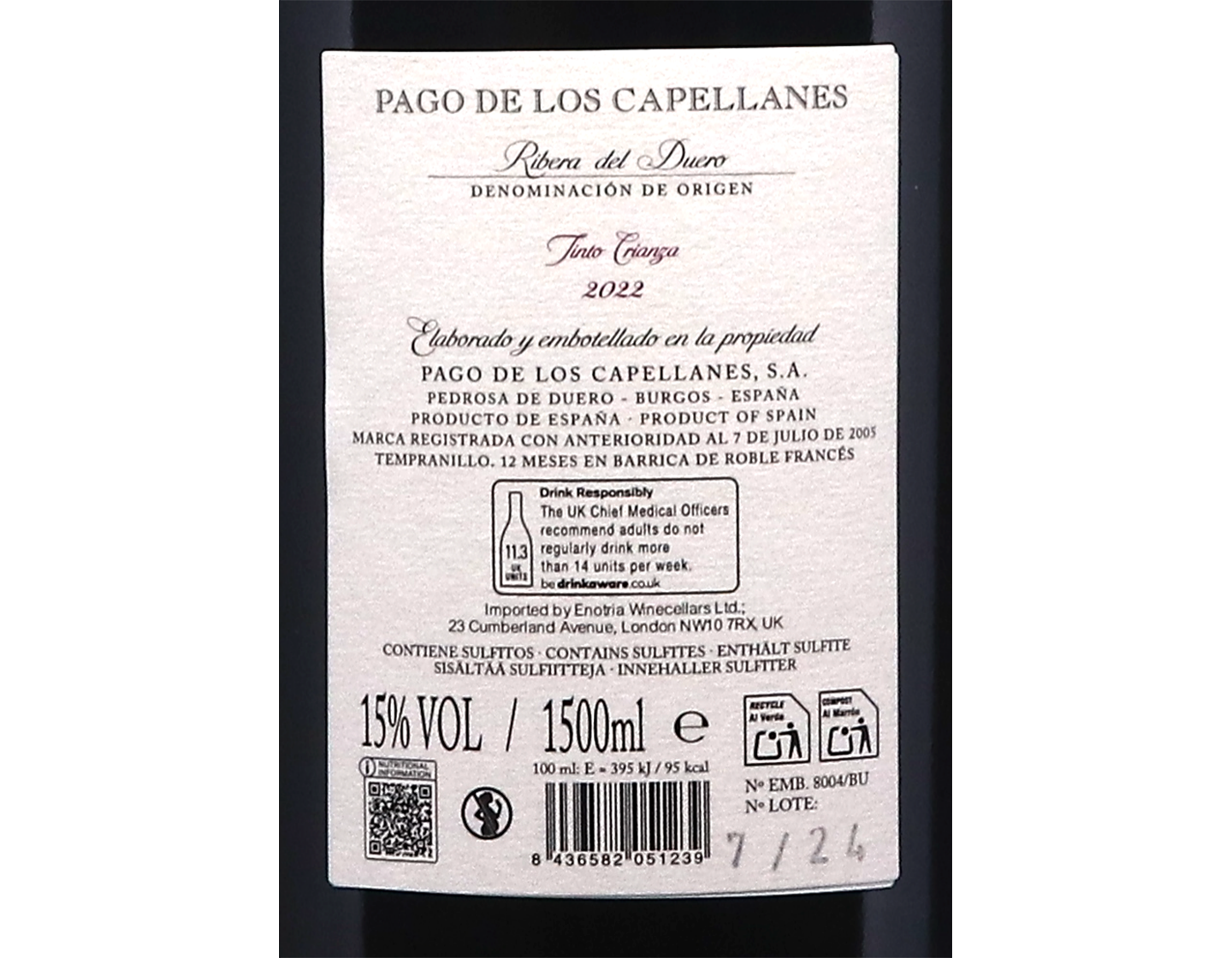 Magnum of Pago de los Capellanes Crianza, Ribera del Duero 2022