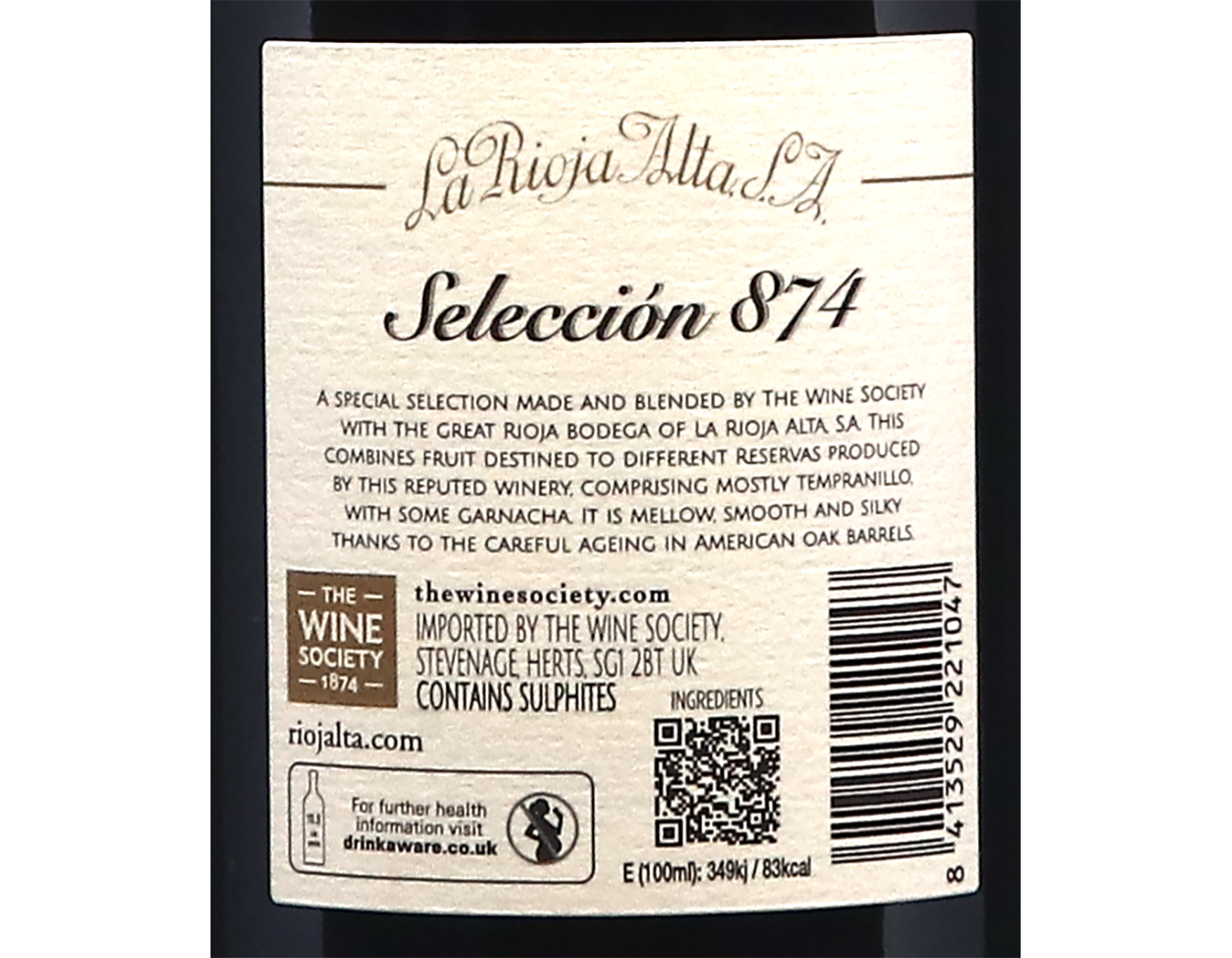 La Rioja Alta Seleccion 874 Reserva Rioja 2022