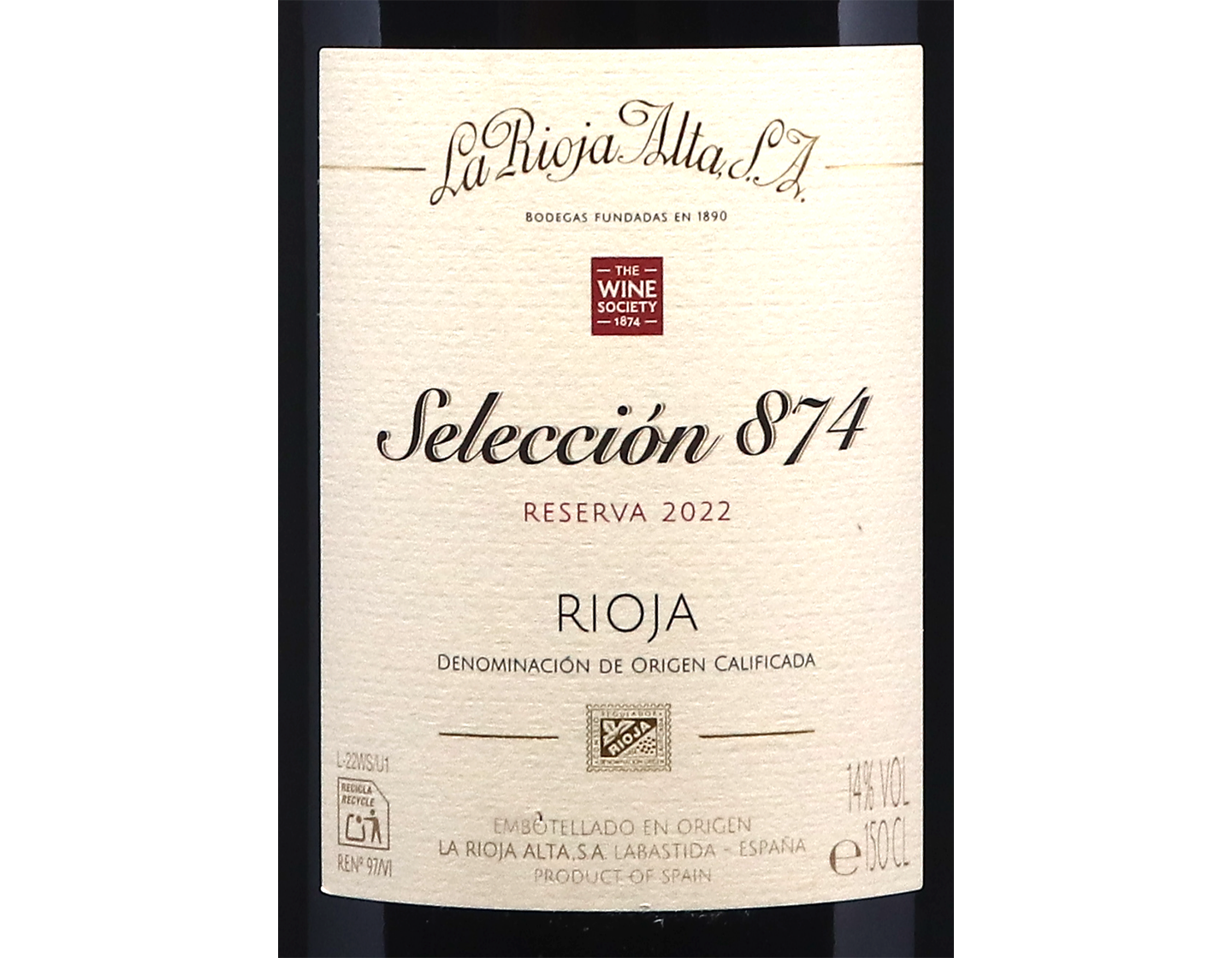 Magnum of La Rioja Alta Seleccion 874 Reserva Rioja 2022