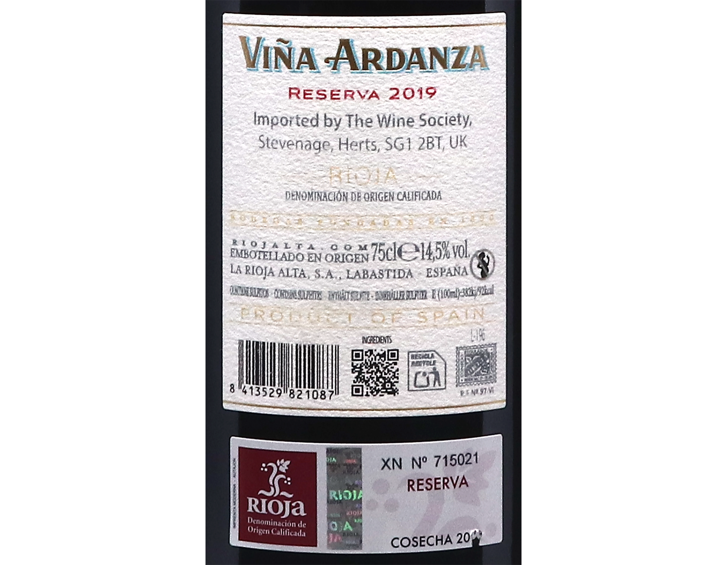 La Rioja Alta Viña Ardanza Reserva, Rioja 2019