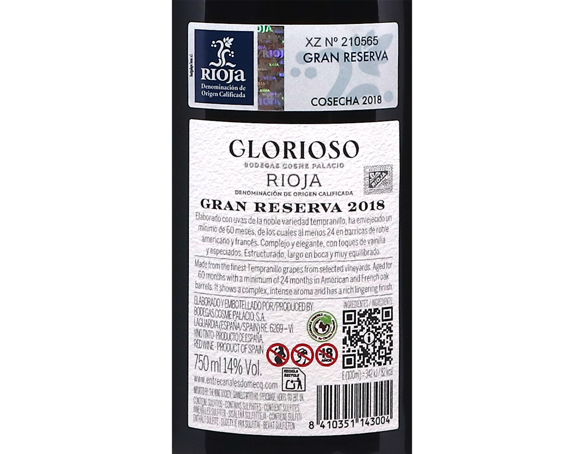 Glorioso Gran Reserva, Rioja 2018