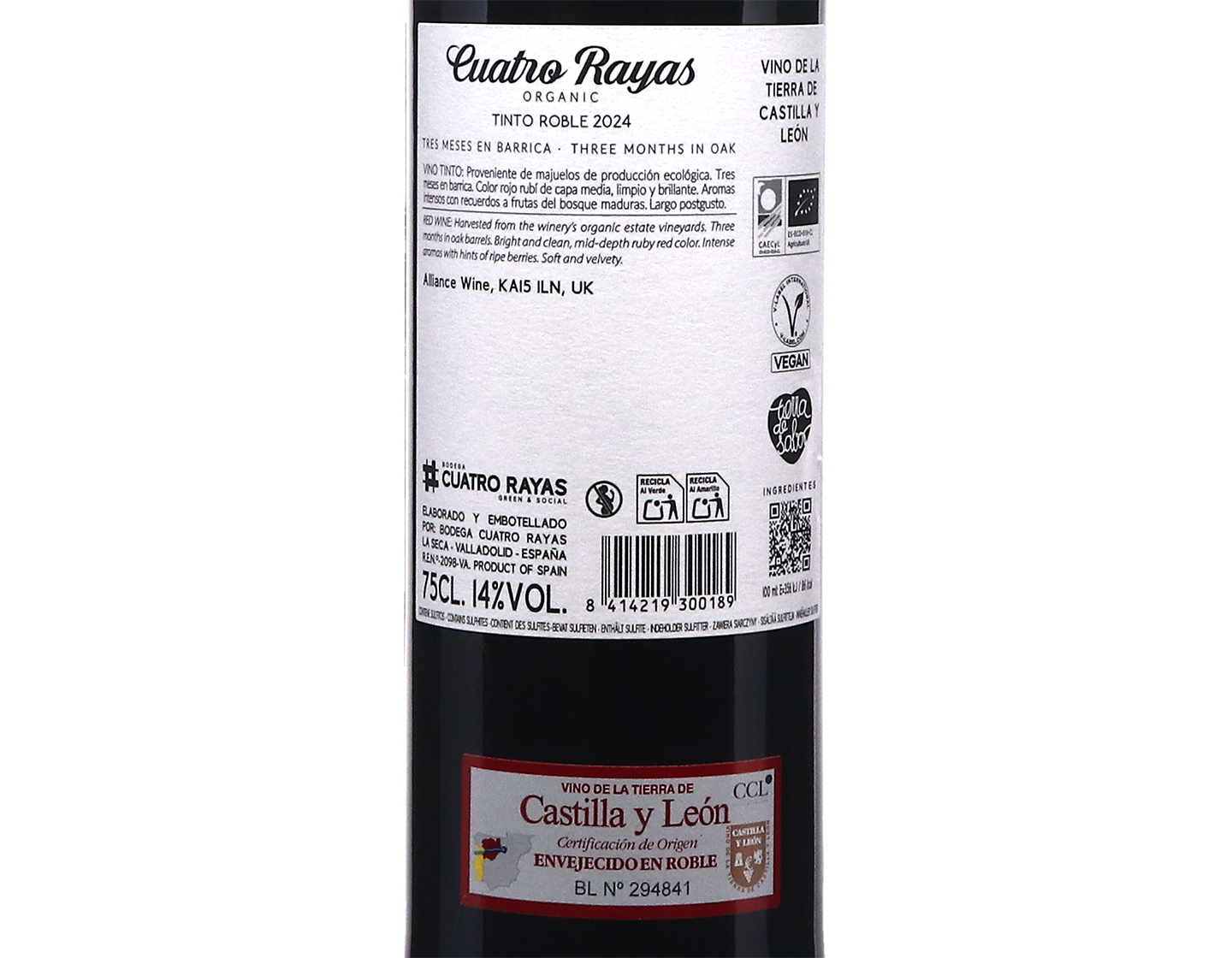 Cuatro Rayas Tempranillo 2024 ORGANIC