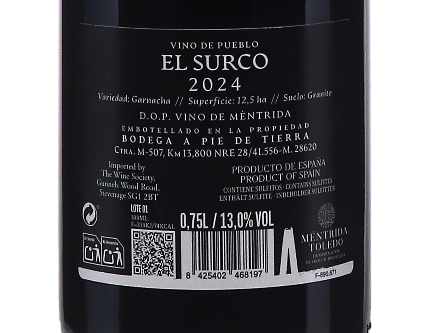 El Surco Garnacha a Pie de Tierra Méntrida 2024