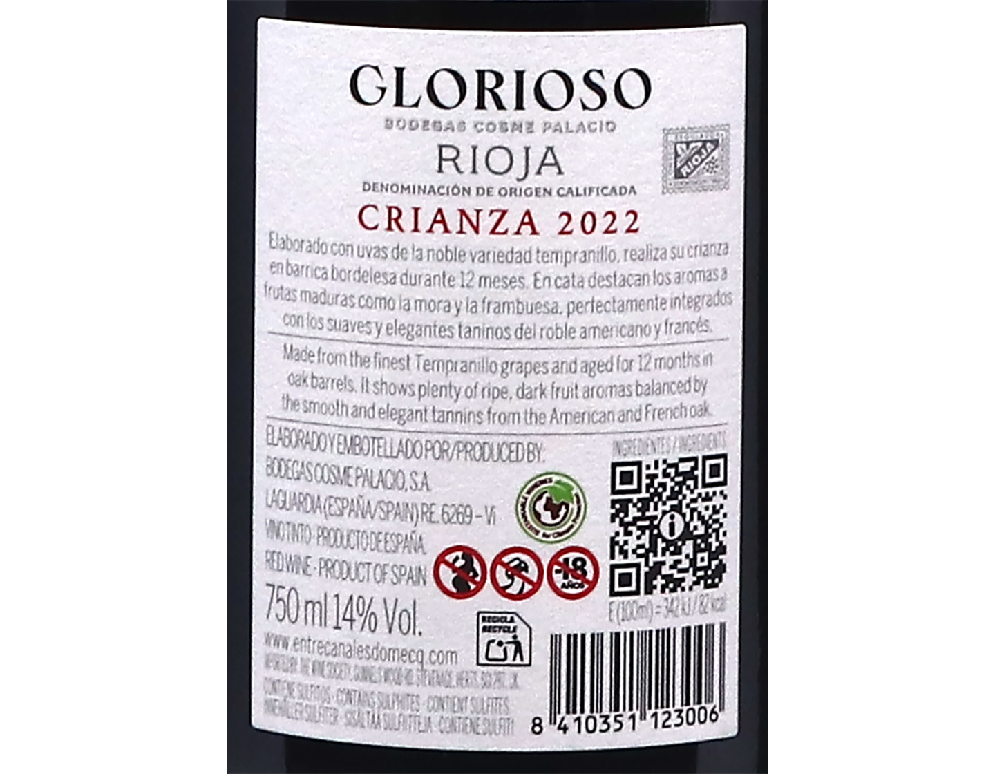 Glorioso Crianza, Rioja 2022