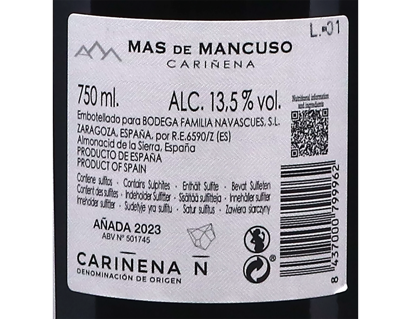 Mas de Mancuso Cariñena, Cariñena 2023