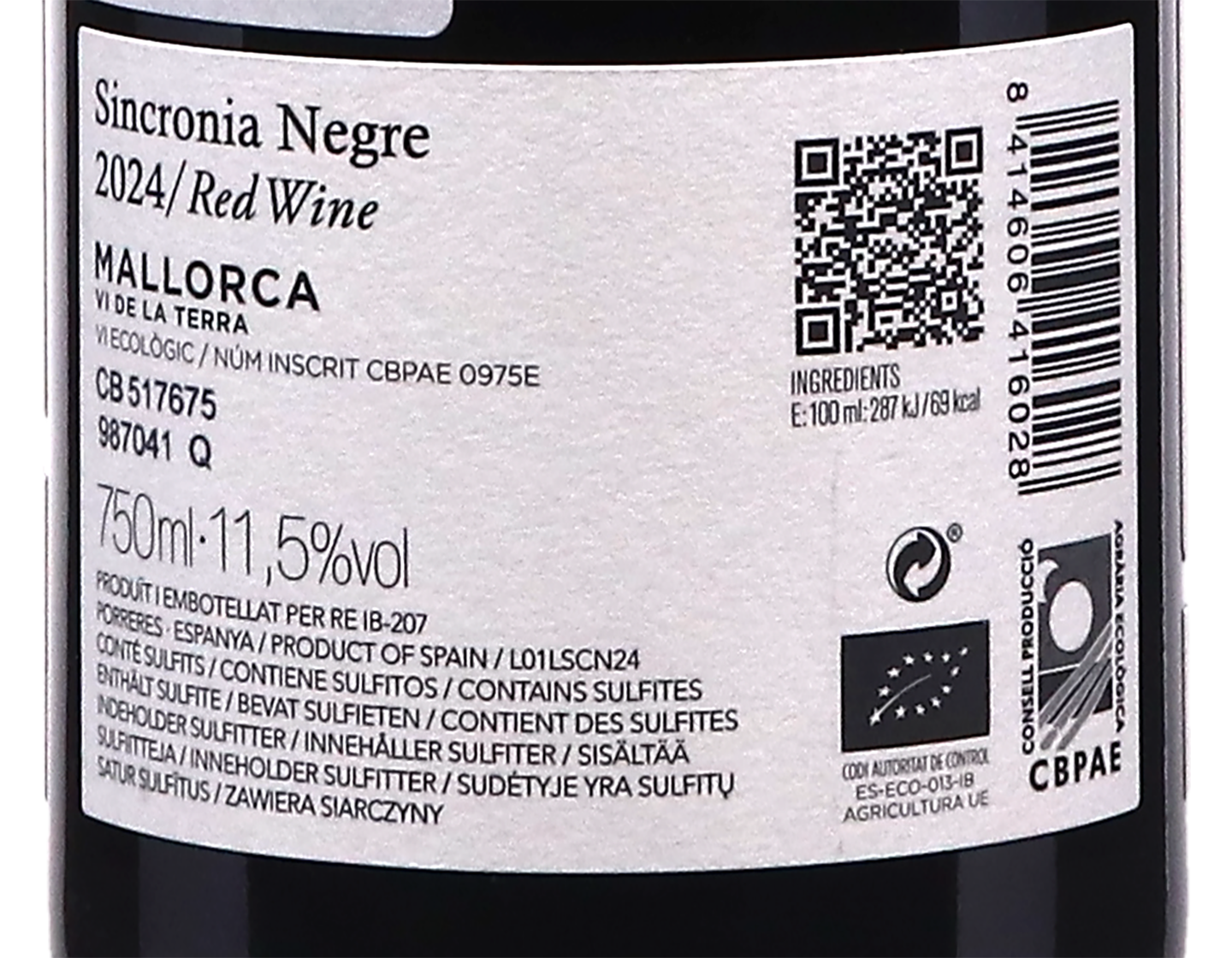 Sincronia Negre Callet Merlot Mallorca 2024