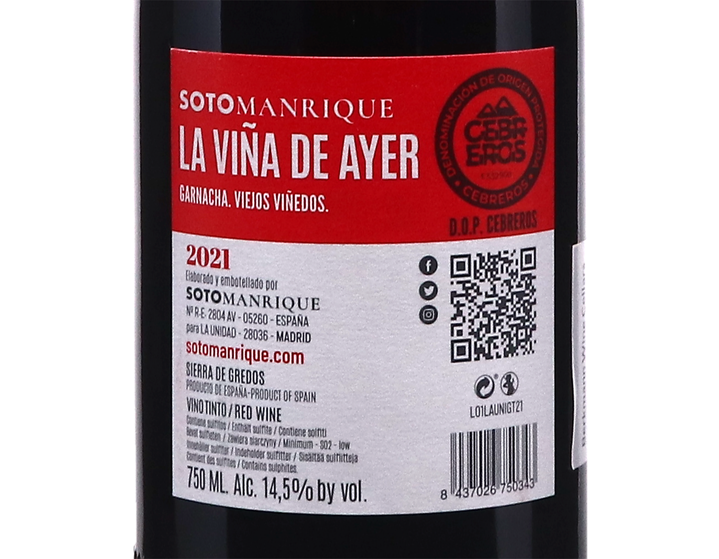 Soto Manrique La Vina de Ayer Garnacha Cebreros 2023