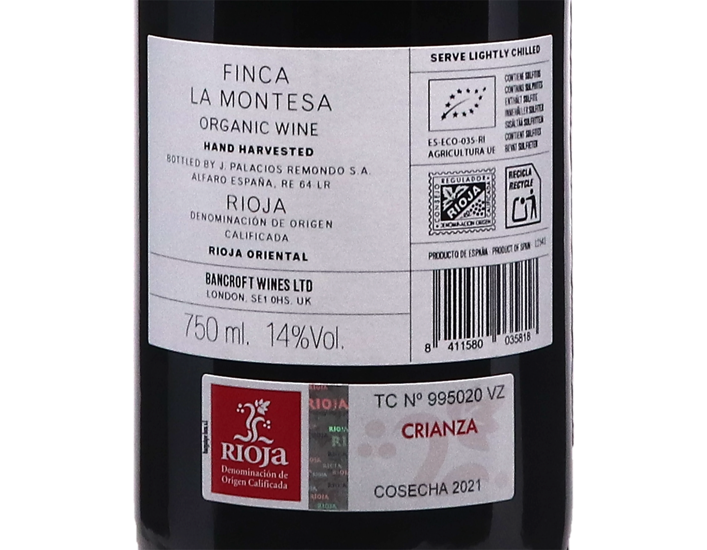 Palacios Remondo La Montesa Crianza Rioja 2021 ORGANIC