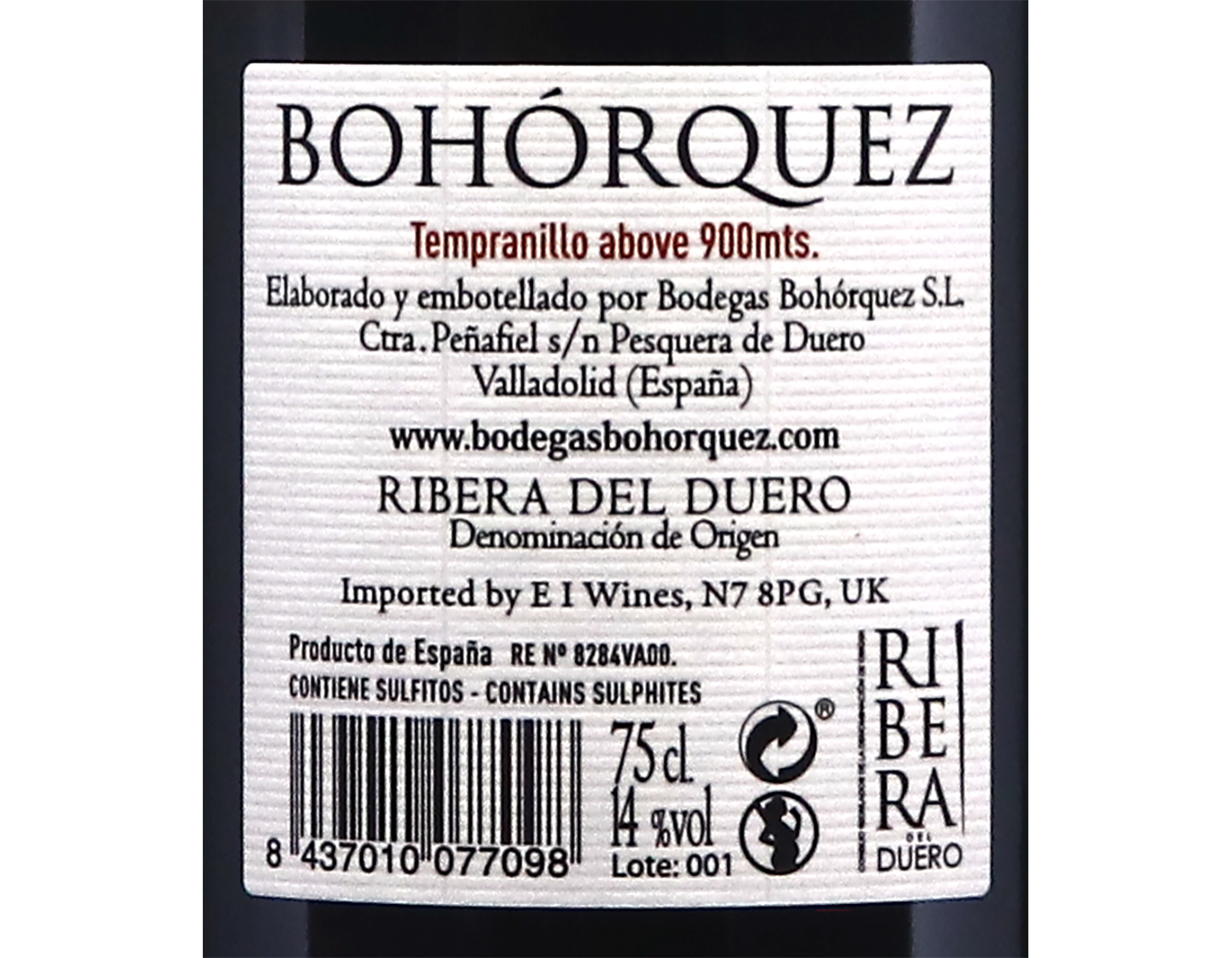 Bohorquez Reserva Especial Ribera del Duero 2004