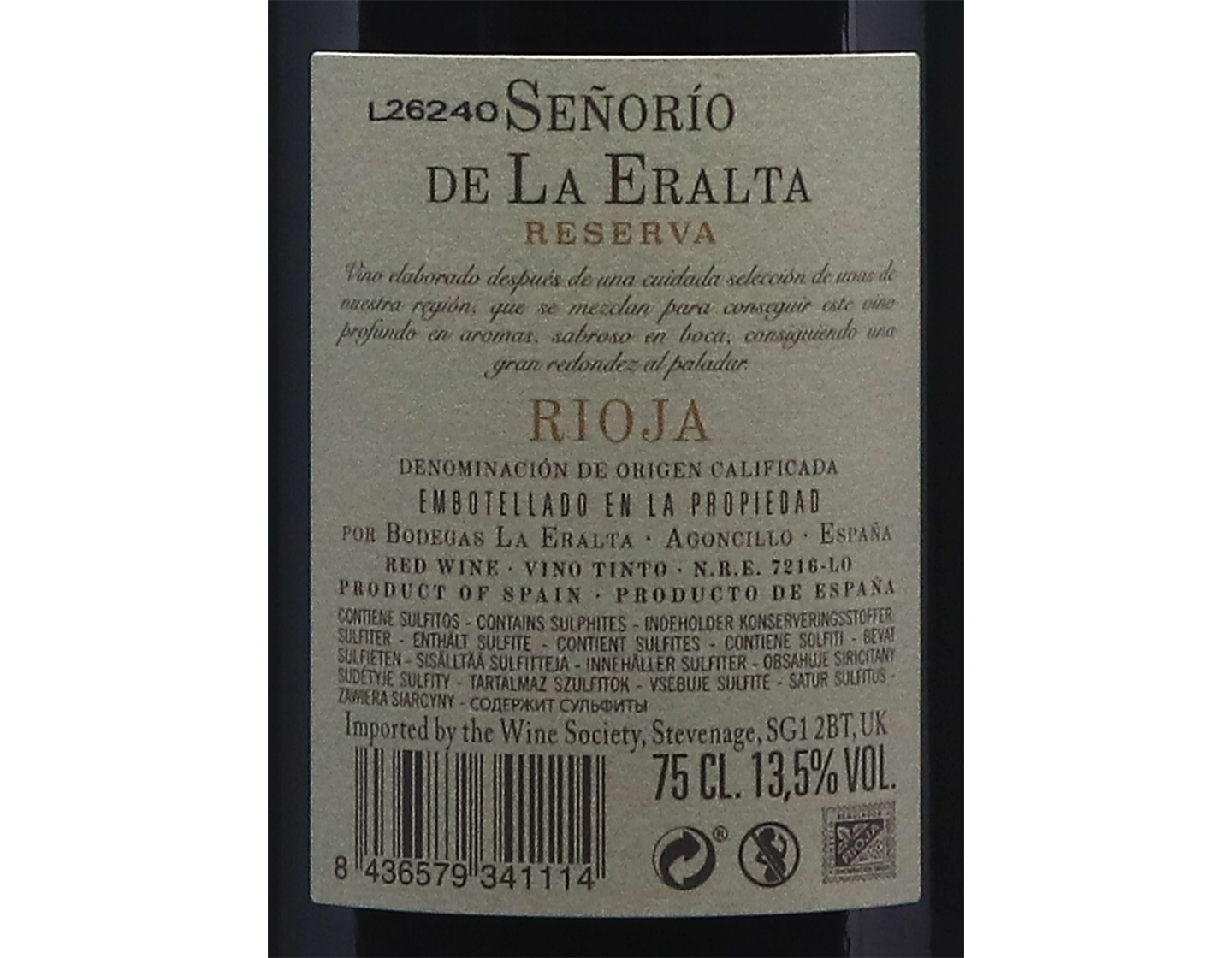 Senorio de la Eralta Reserva Rioja 2019