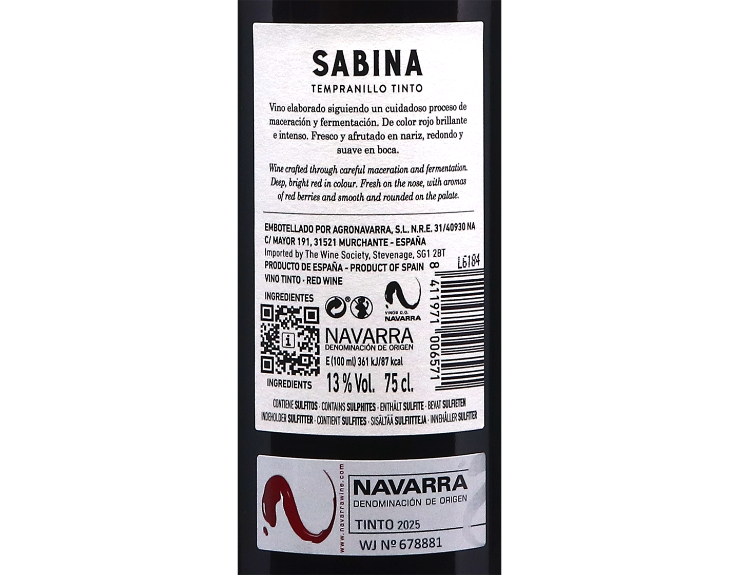 Sabina Tempranillo Navarra 2025