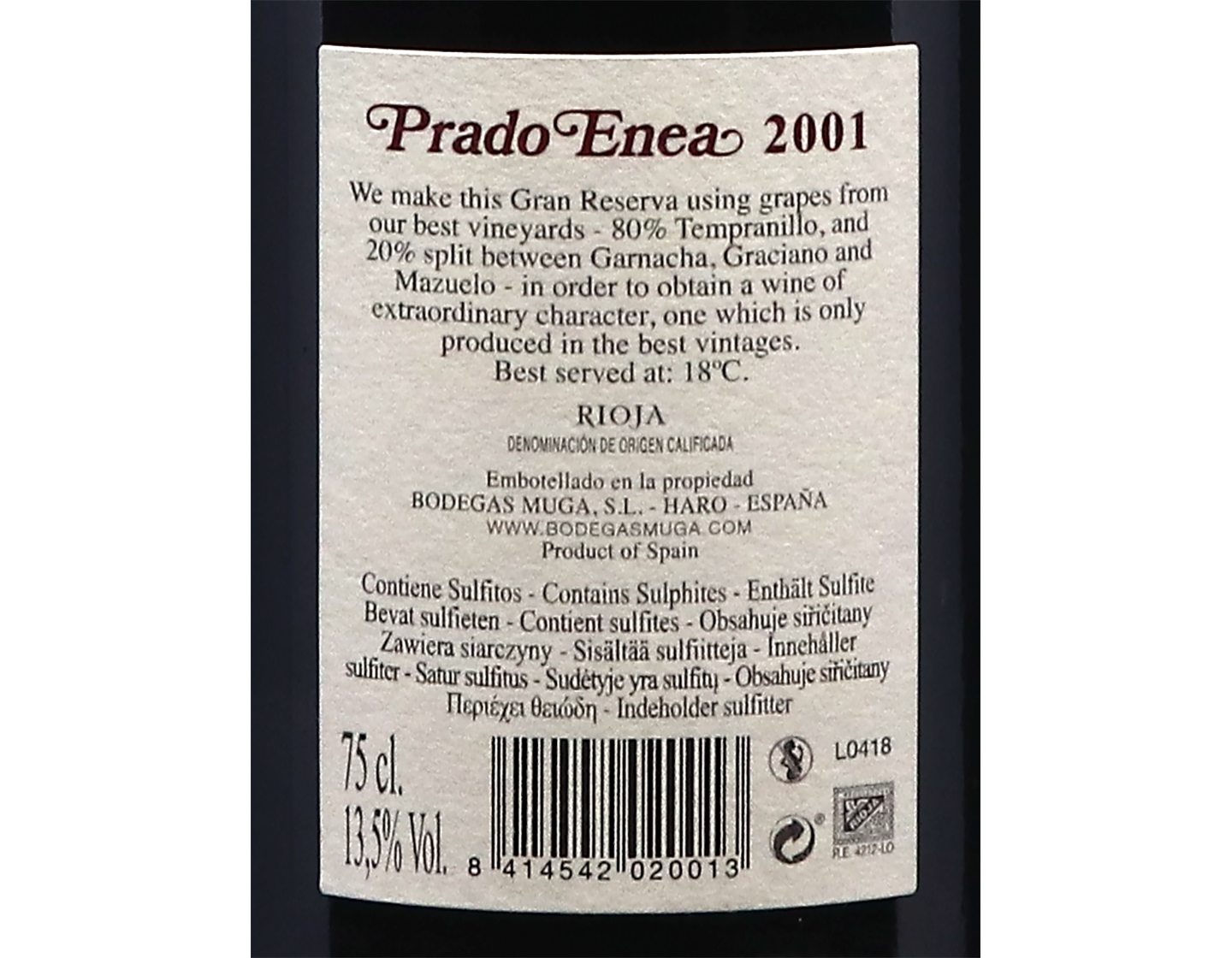 Muga Prado Enea Gran Reserva 2001