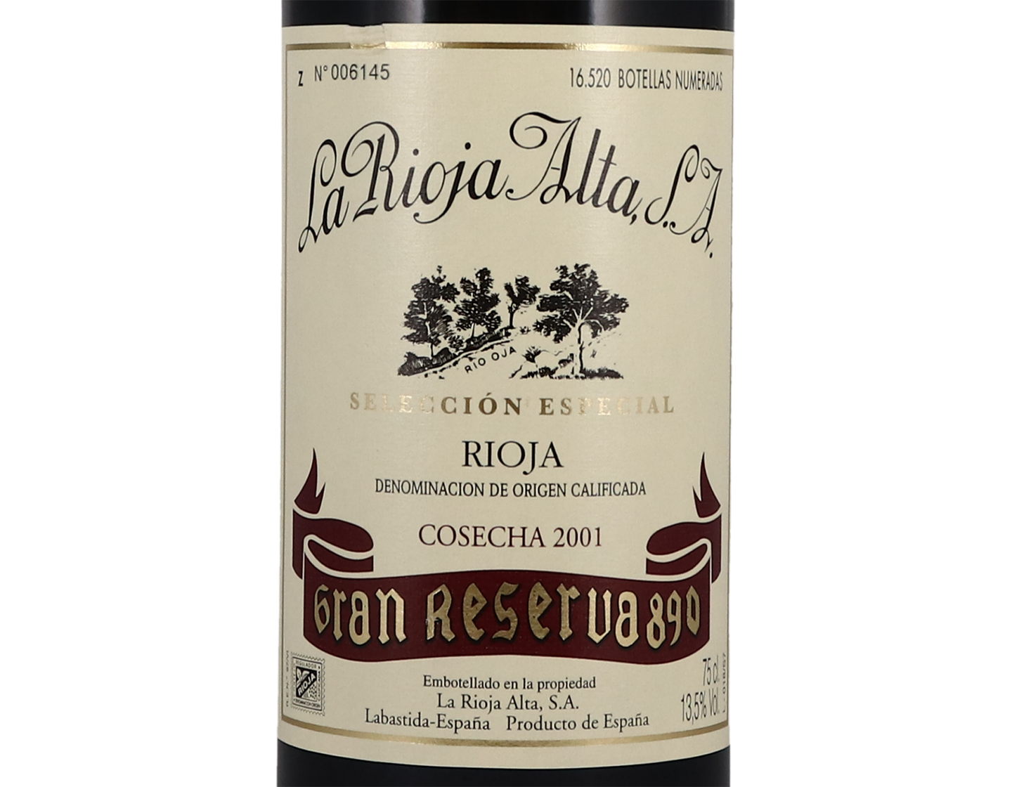 La Rioja Alta 890 Seleccion Especial Gran Reserva 2001