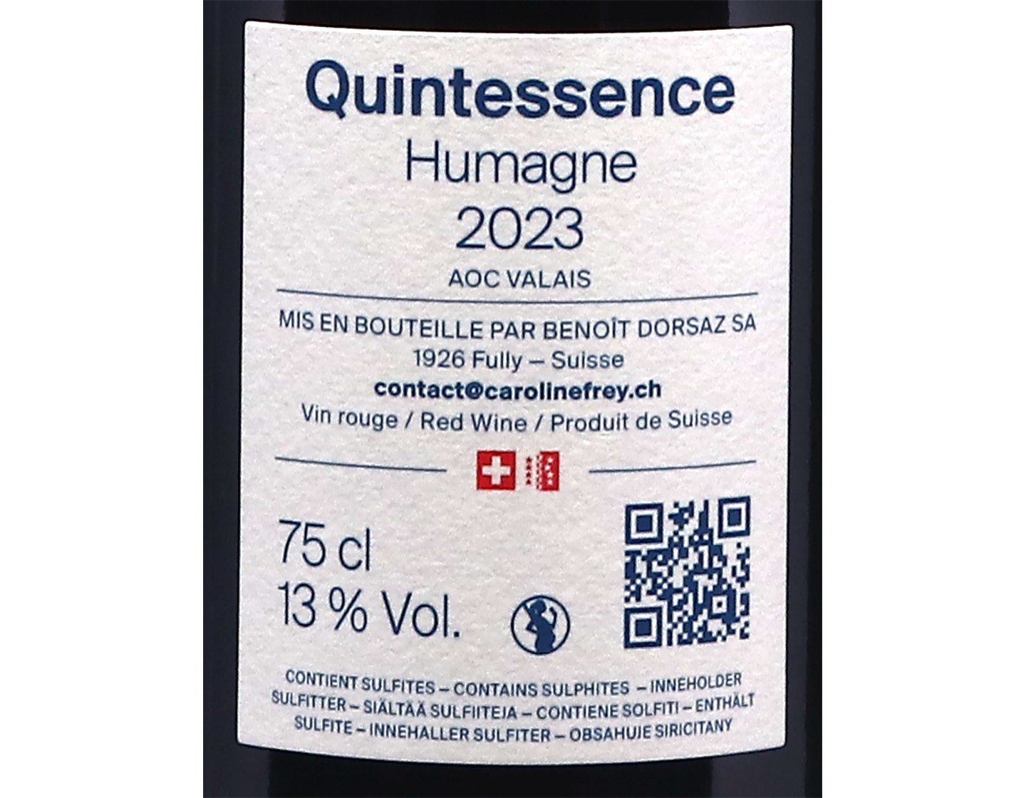Humagne Rouge Quintessence Caroline Frey 2023