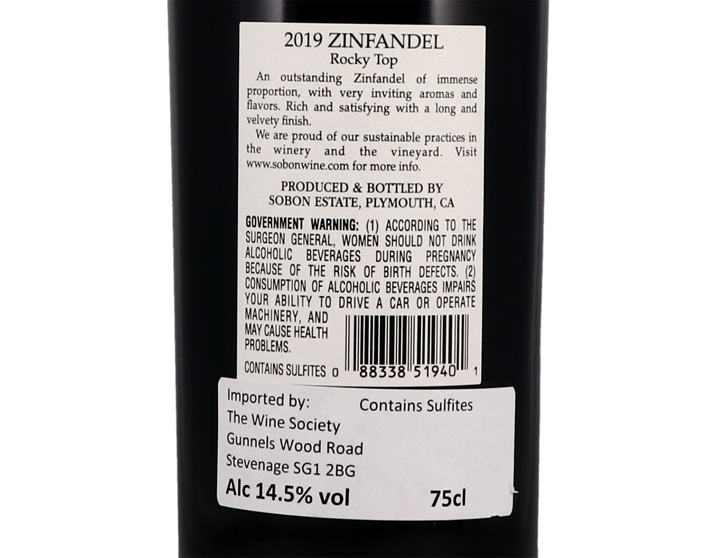 Sobon Estate Rocky Top Amador Zinfandel 2019