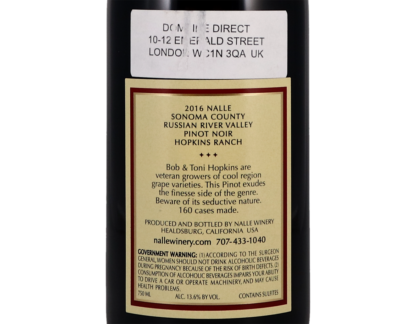 Nalle Hopkins Ranch Russian River Valley Pinot Noir 2016