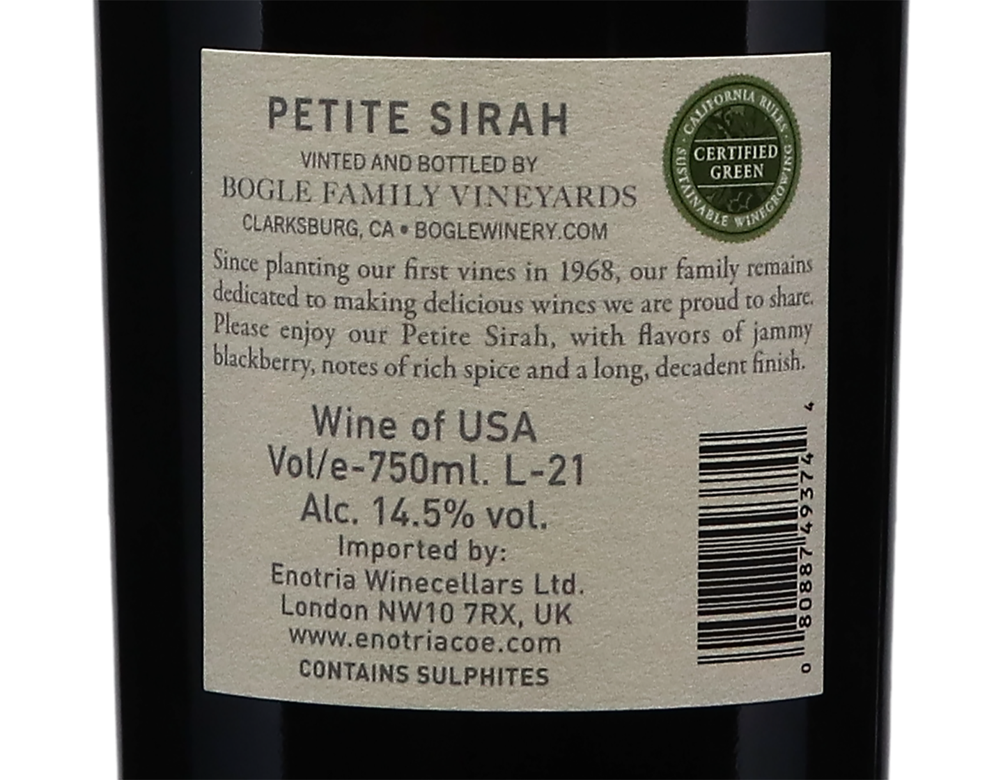 Bogle California Petite Sirah 2019