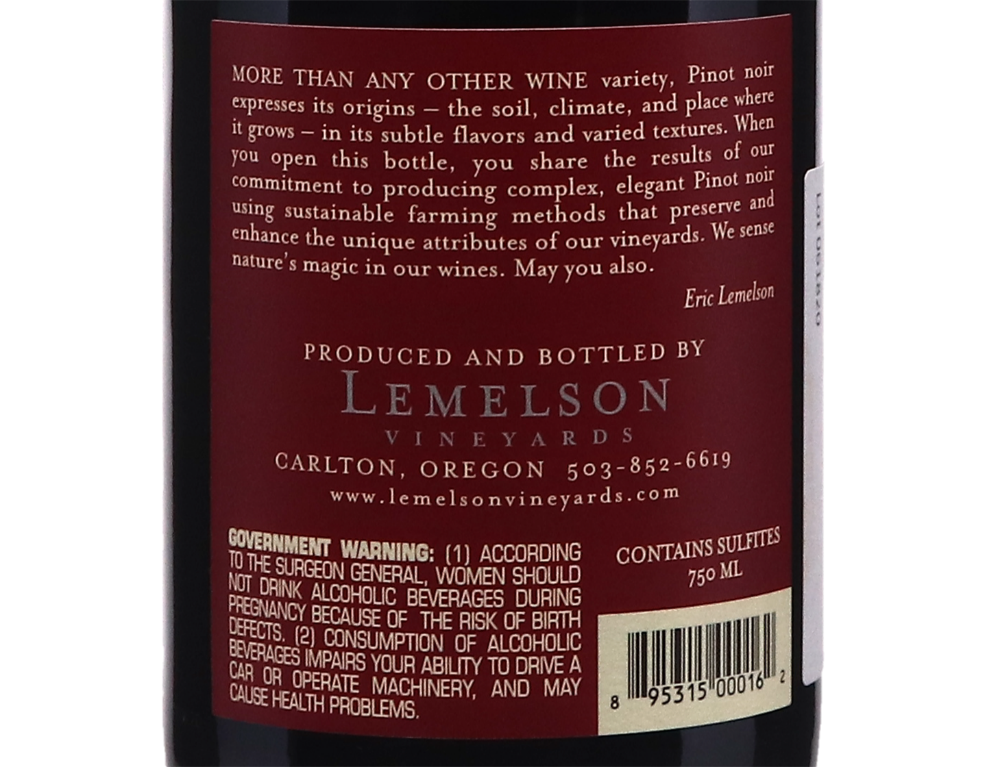 Lemelson Meyer Vineyard Pinot Noir 2018