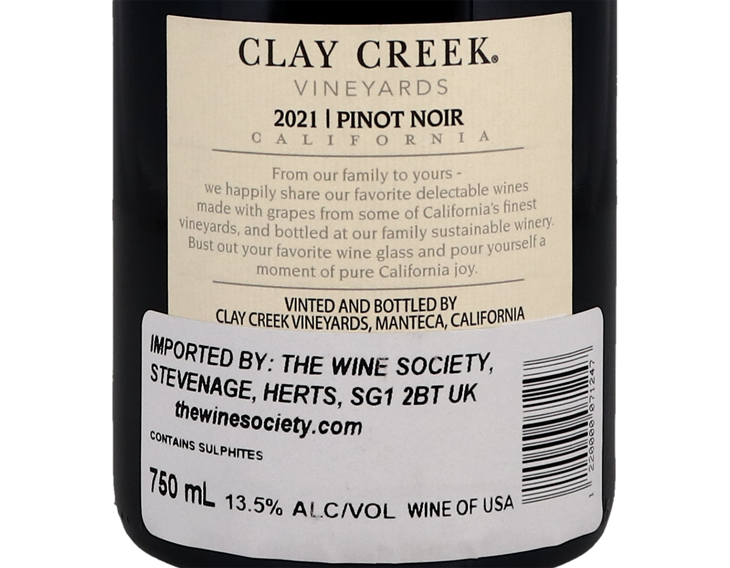 Clay Creek Vineyards California Pinot Noir 2021