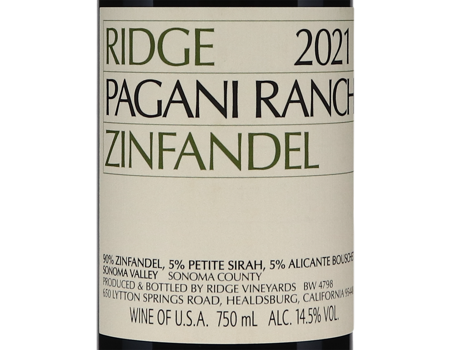 Ridge Pagani Ranch Zinfandel 2021
