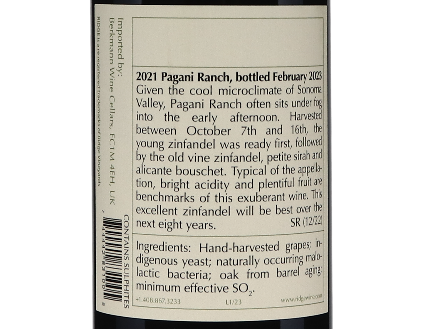 Ridge Pagani Ranch Zinfandel 2021