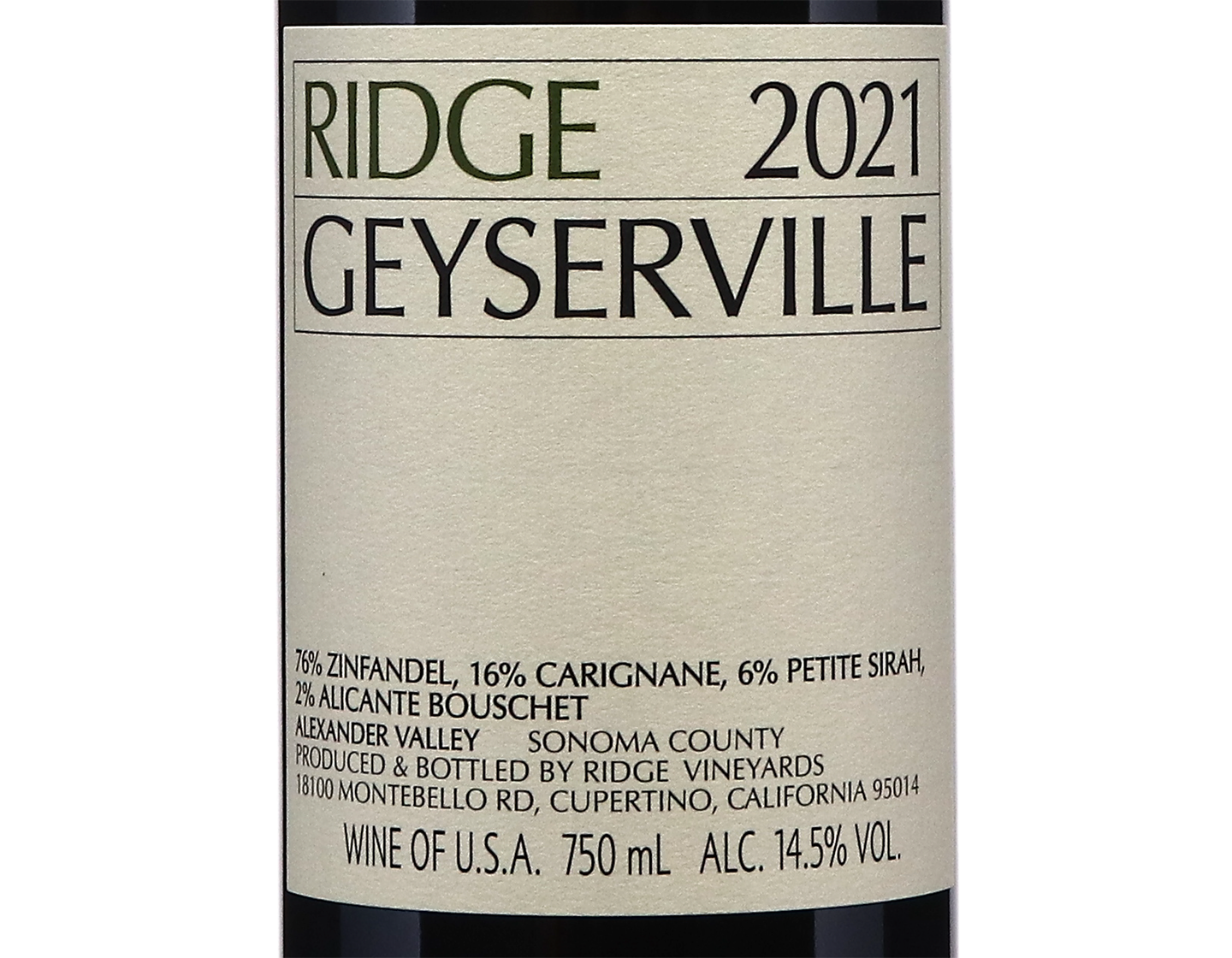 Ridge Geyserville 2021