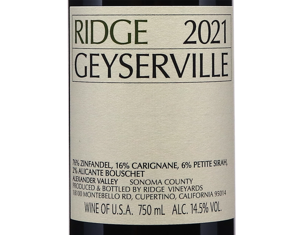 Ridge Geyserville 2021