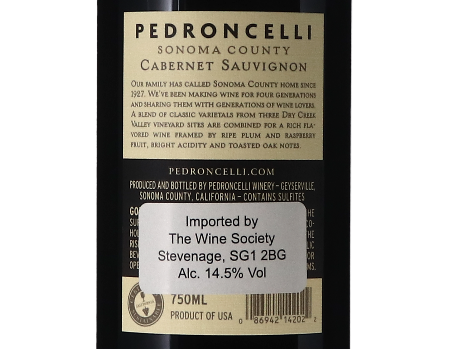 Pedroncelli Dry Creek Valley Sonoma County Cabernet Sauvignon 2020