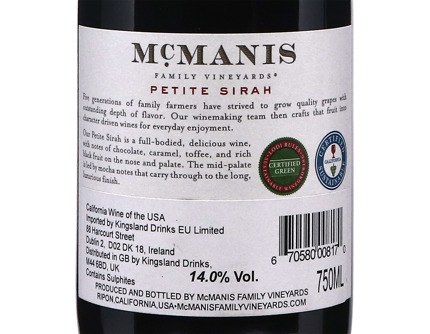 McManis Family Petite Sirah 2022